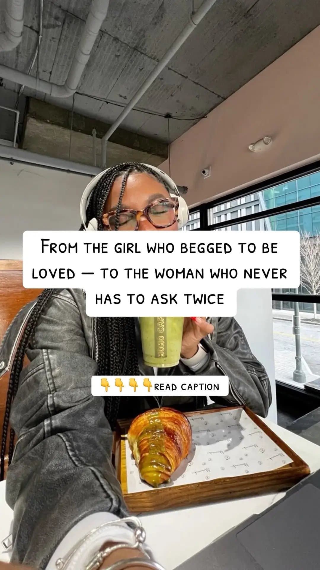 Slide 1: FROM THE GIRL WHO BEGGED TO BE
LOVED — TO THE WOMAN WHO NEVER
HAS TO ASK TWICE

👇👇👇👇 READ CAPTION