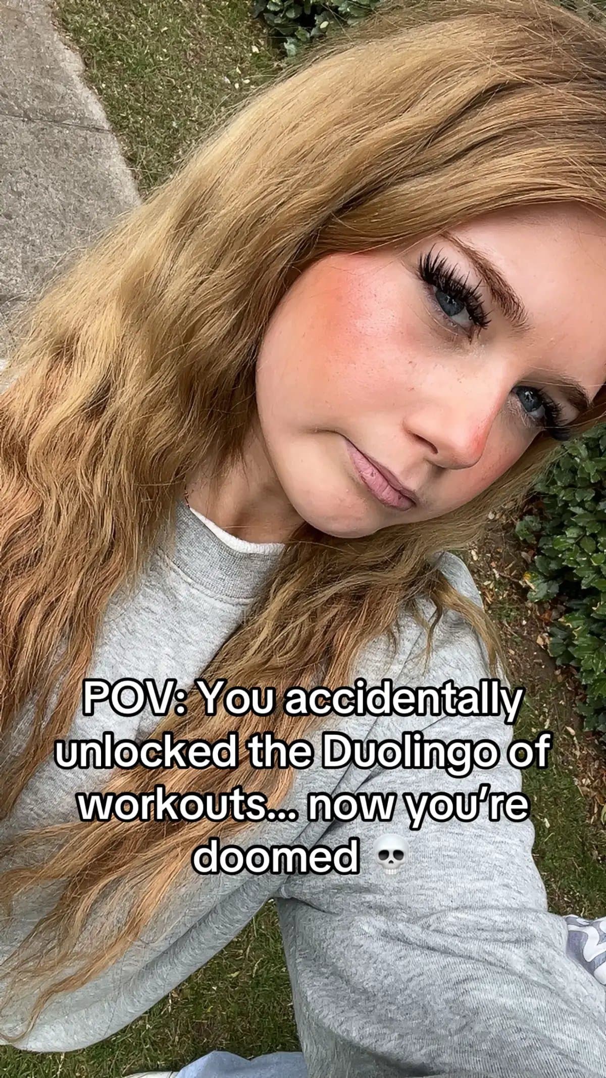 Slide 1: POV: You accidentally 
unlocked the Duolingo 
of workouts.. now you’re 
doomed 💀