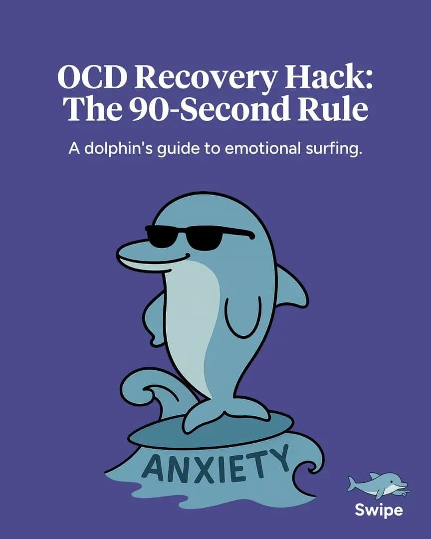 Slide 1: OCD Recovery Hack:
The 90-Second Rule
A dolphin's guide to emotional surfing.
