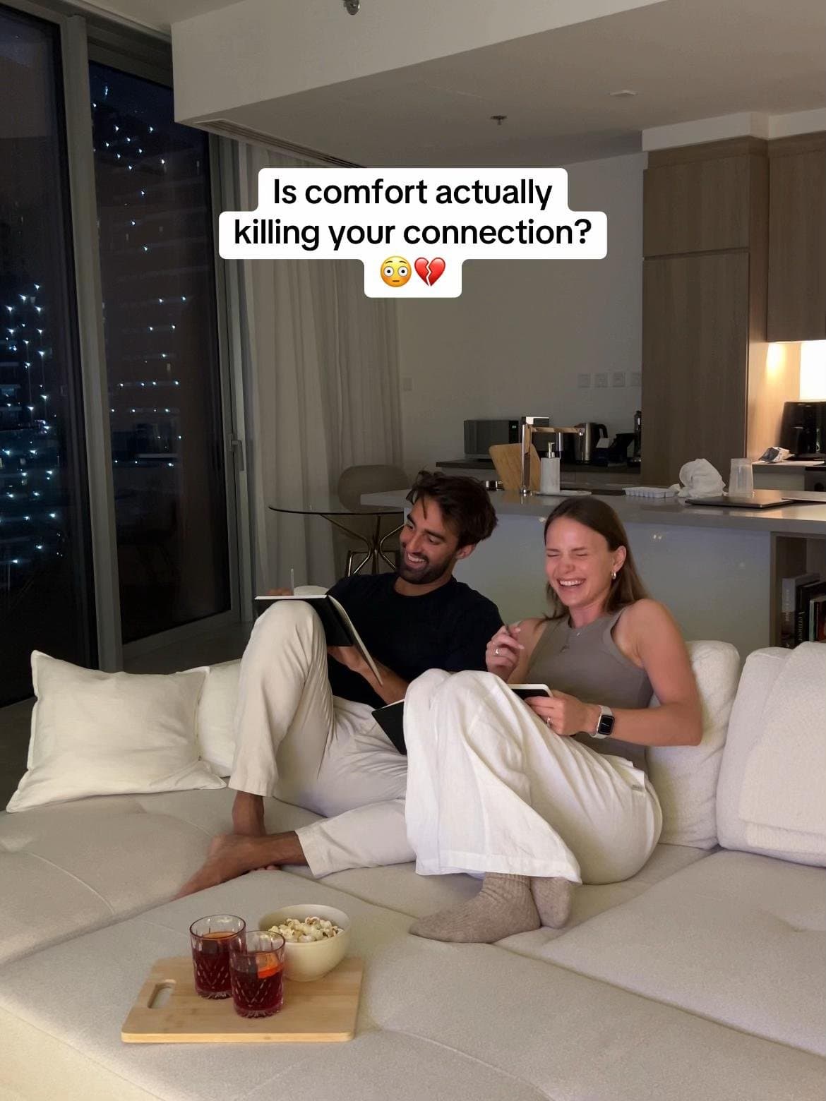 Slide 1: Is comfort actually
killing your connection? 
😳💔