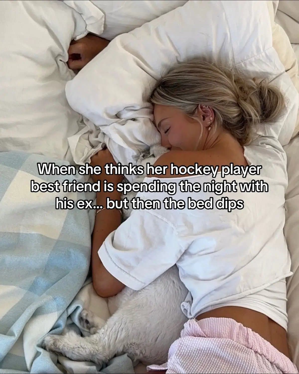 Slide 1: I saw a picture of you guys together.
Go back to sleep. We'll talk tomorrow.
Will you stay?
Yeah, baby.