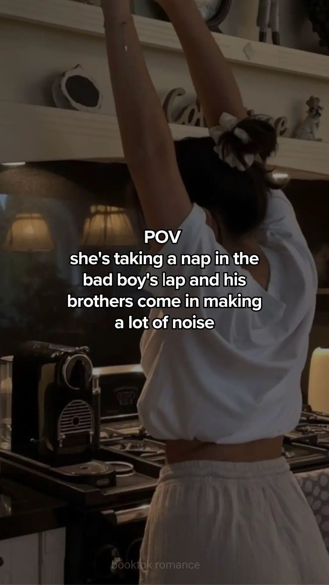 Slide 1: POV
she's taking a nap in the
bad boy's lap and his
brothers come in making
a lot of noise