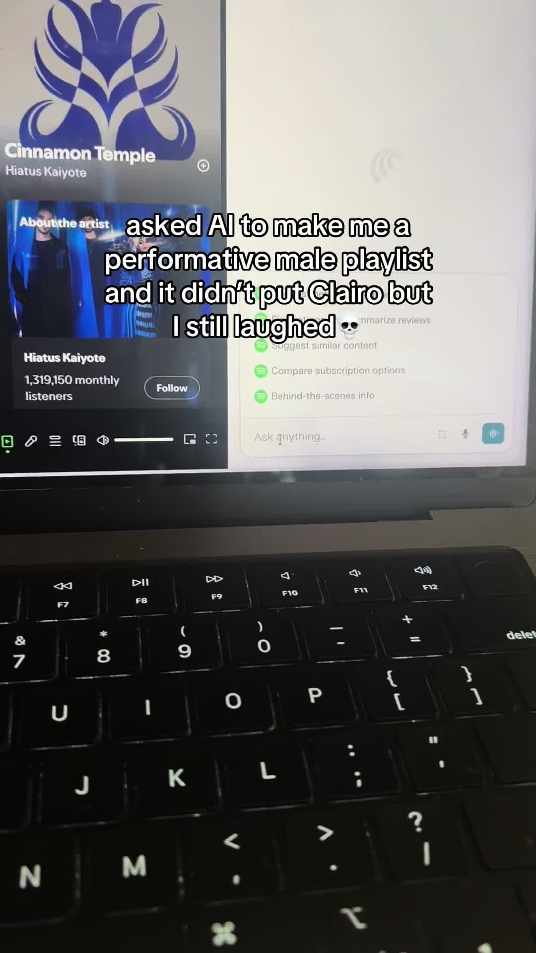 asked Al to make me a
performative male playlist
and it didn't put Clairo but
I …