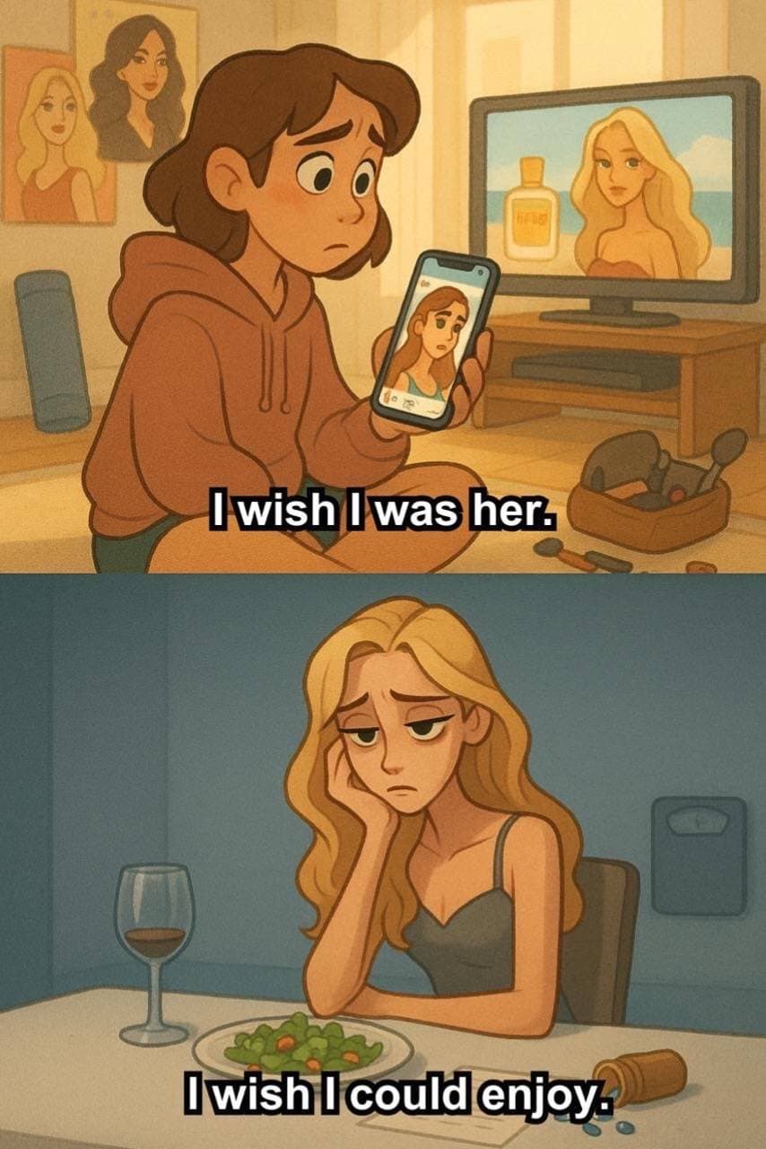 Slide 1: I wish I was her.
I wish I could enjoy.