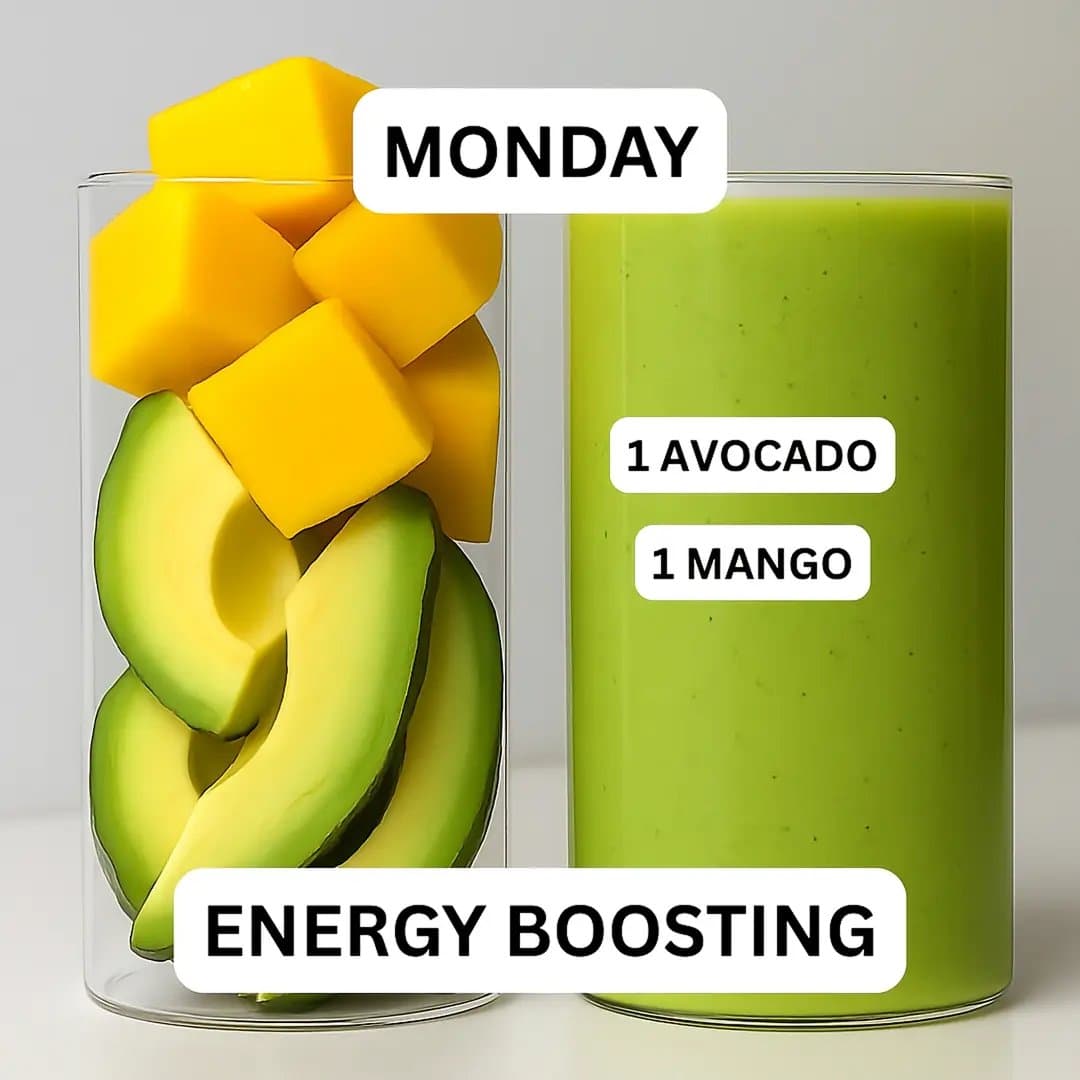 Slide 1: MONDAY
1 AVOCADO
1 MANGO
ENERGY BOOSTING