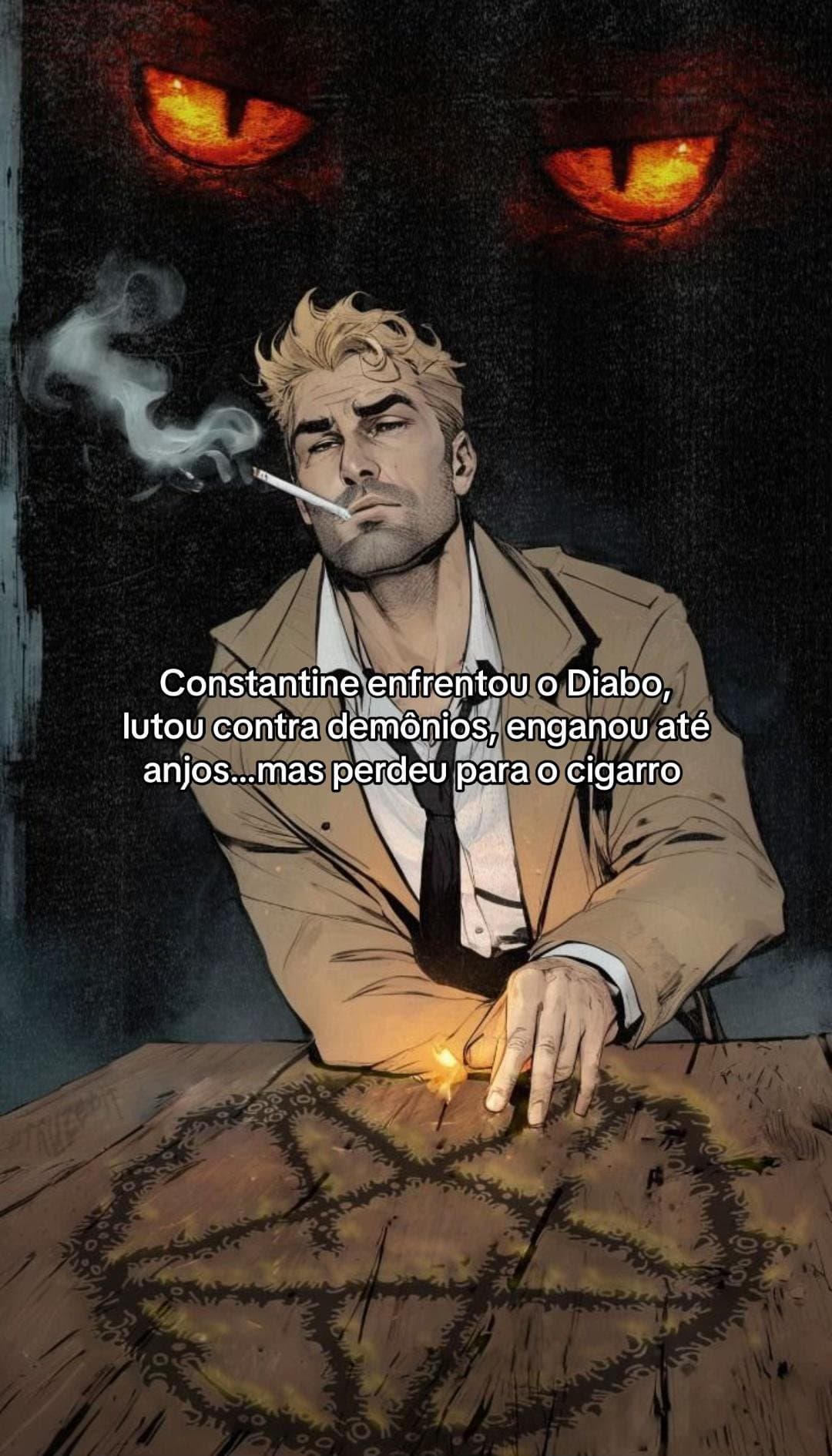 Slide 1: Constantine enfrentou o Diabo,
lutou contra demônios, enganou até
anjos... mas perdeu para o cigarro