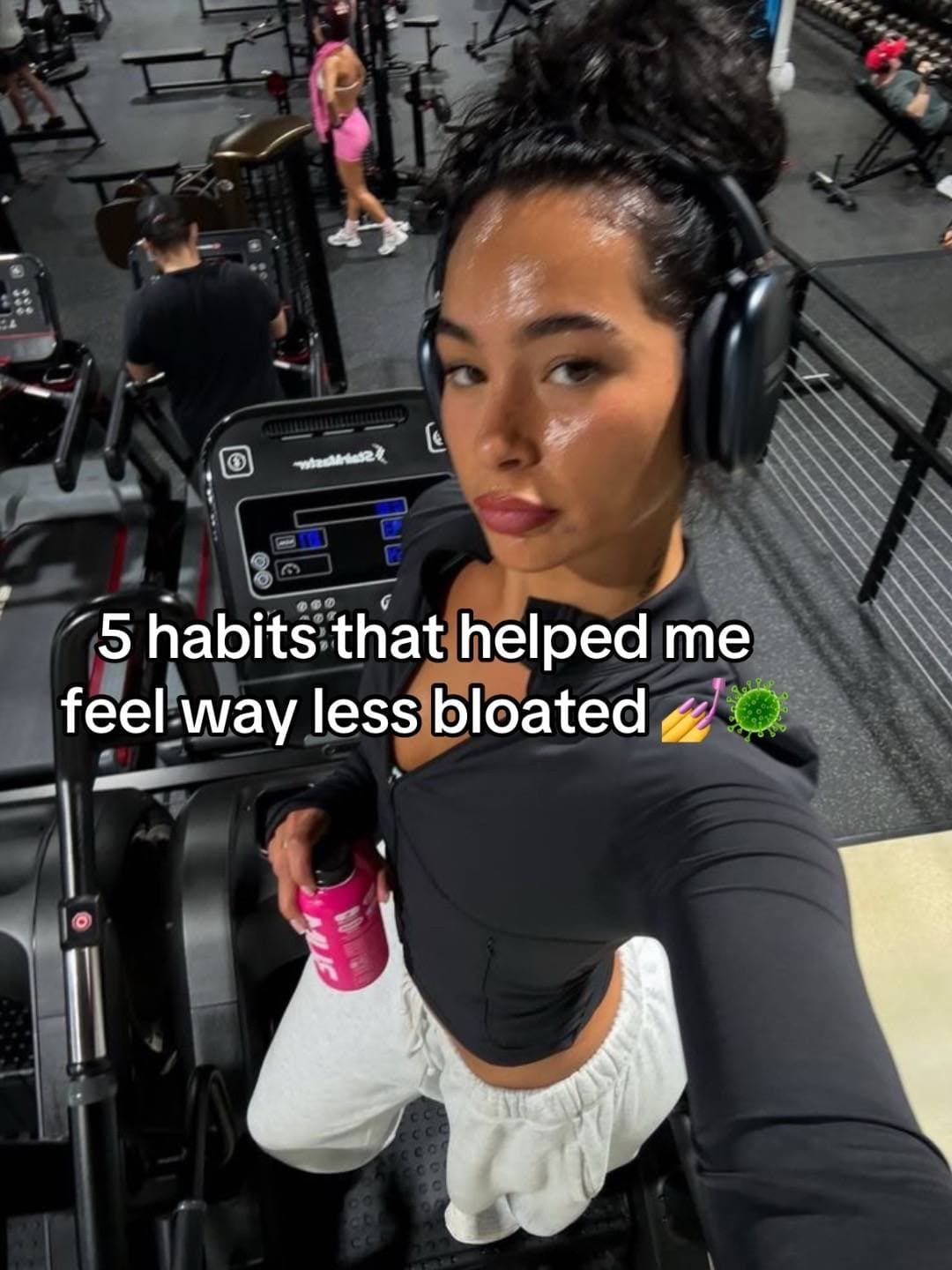 Slide 1: 5 habits that helped me
feel way less bloated 💅🦠