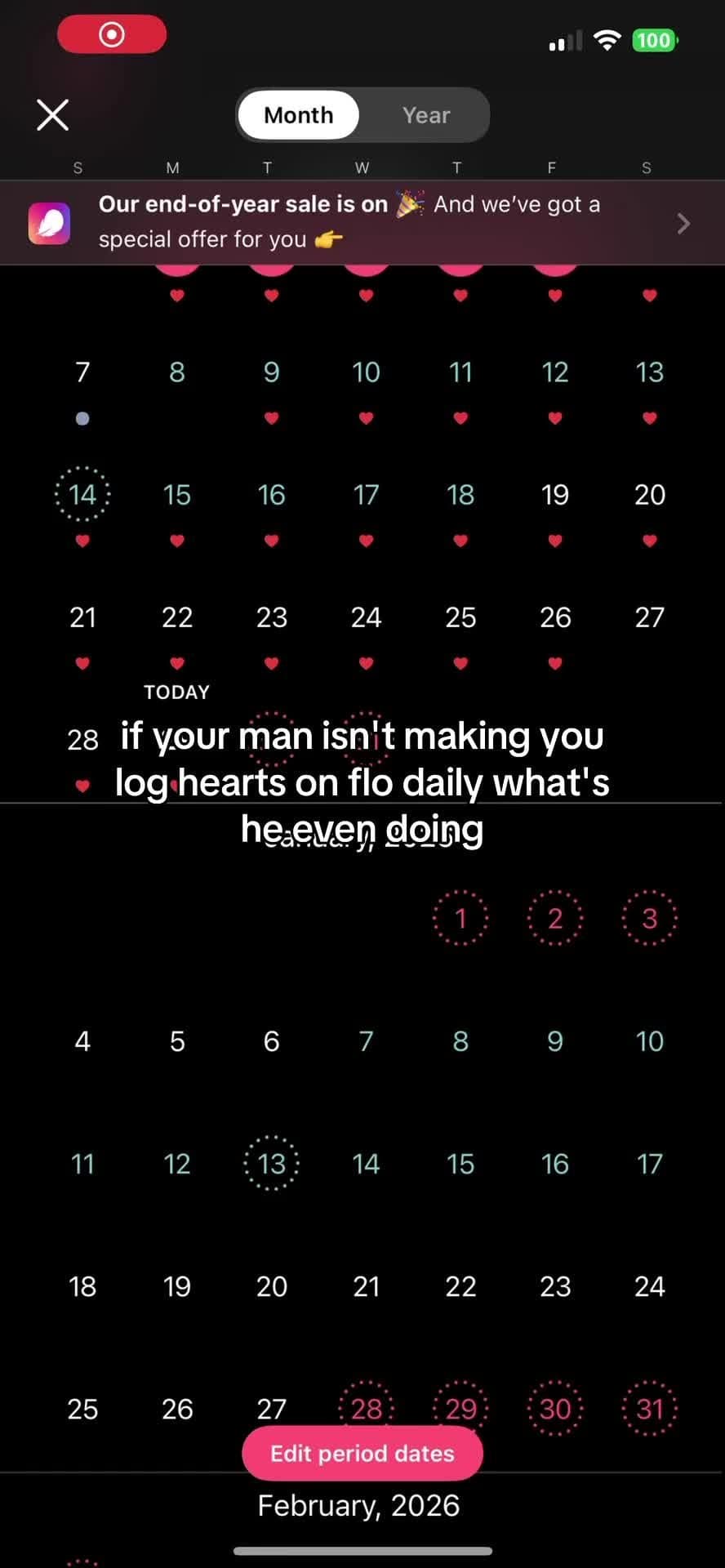if your man isn't making you
log hearts on flo daily what's
he even doing