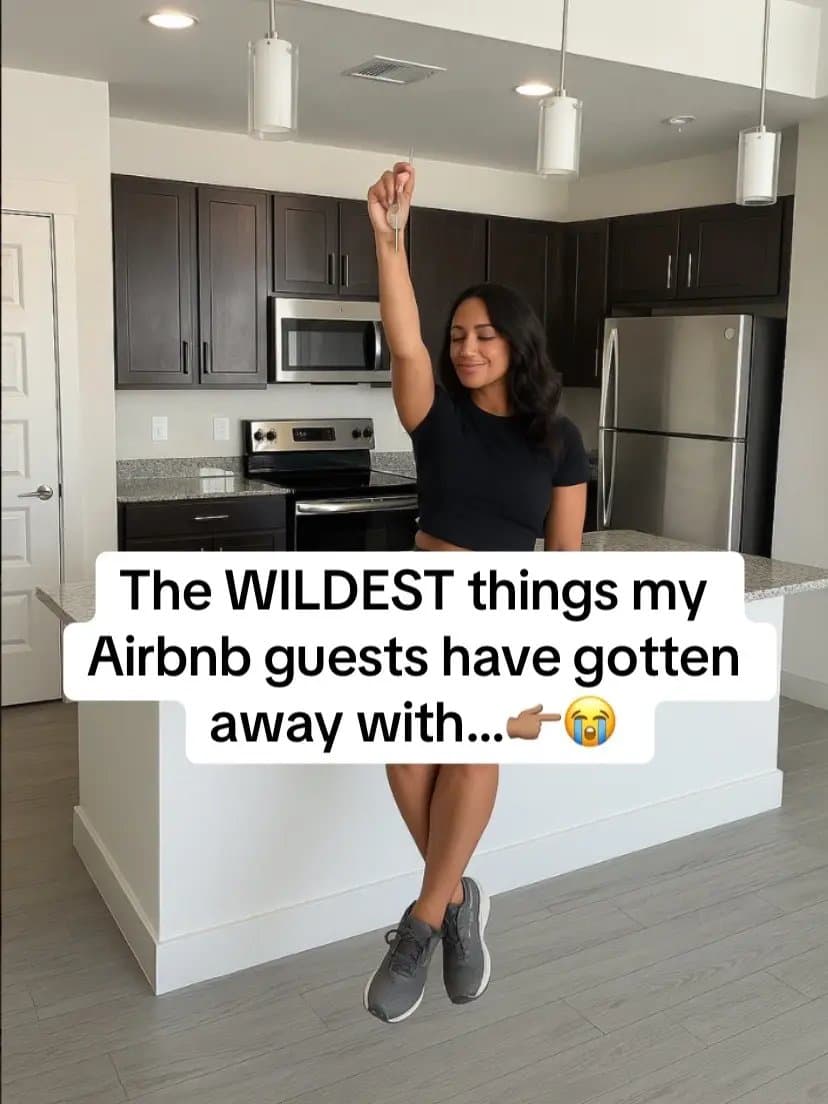 Slide 1: The WILDEST things my
Airbnb guests have gotten
away with...👉🏾😭