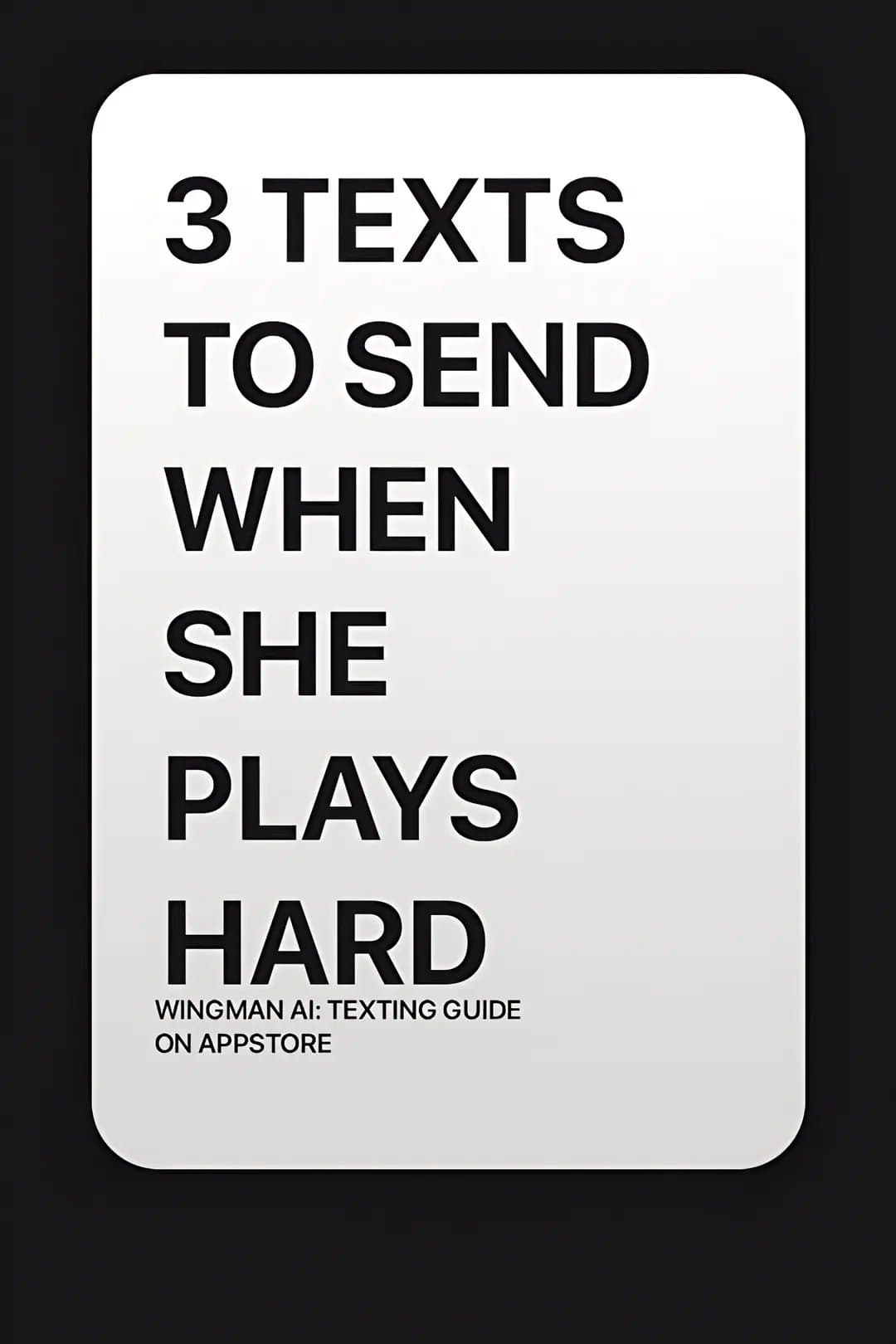 Slide 1: 3 TEXTS
TO SEND
WHEN
SHE
PLAYS
HARD
WINGMAN AI: TEXTING GUIDE
ON APPSTORE