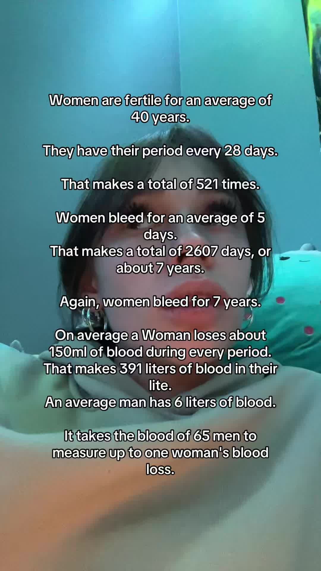 Women are fertile for an average of
40 years.
They have their period every 28 da…
