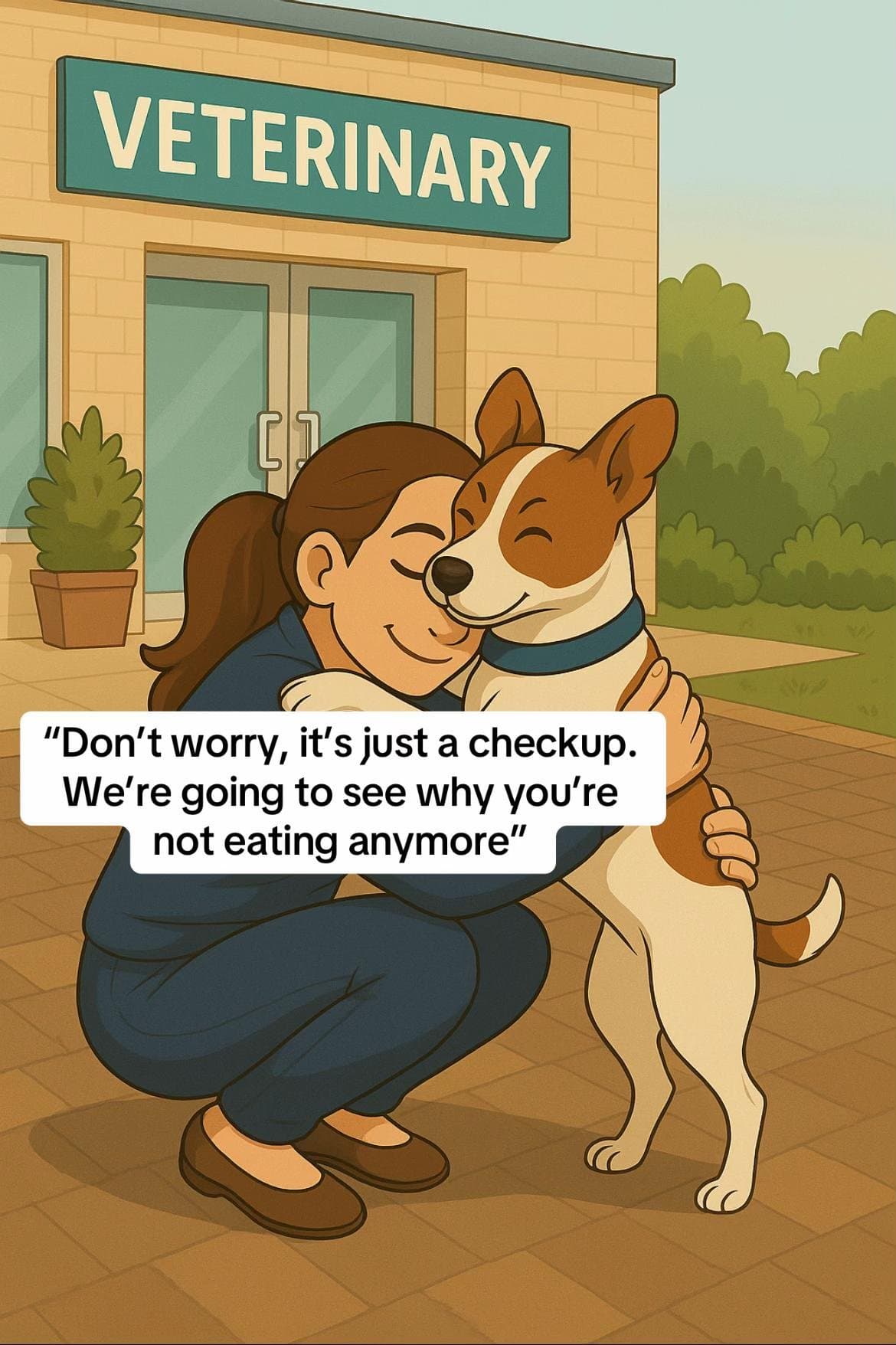 Slide 1: "Don't worry, it's just a checkup.
We're going to see why you're
not eating anymore"