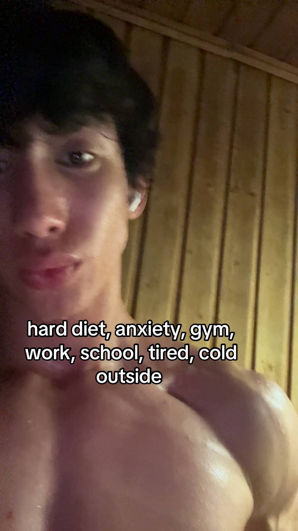Slide 1: hard diet, anxiety, gym,
work, school, tired, cold
outside