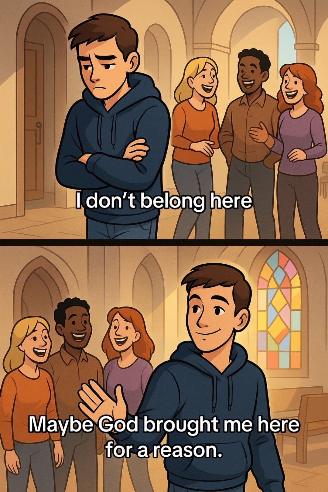 Slide 1: I don't belong here
Maybe God brought me here for a reason.