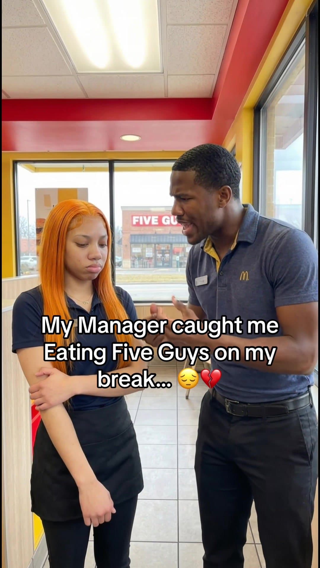 My Manager caught me
Eating Five Guys on my
break... 😔💔