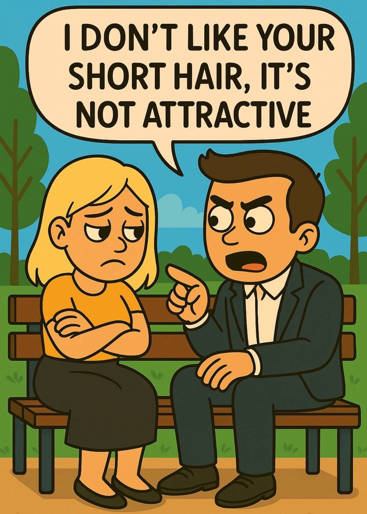 Slide 1: I DON'T LIKE YOUR
SHORT HAIR, IT'S
NOT ATTRACTIVE