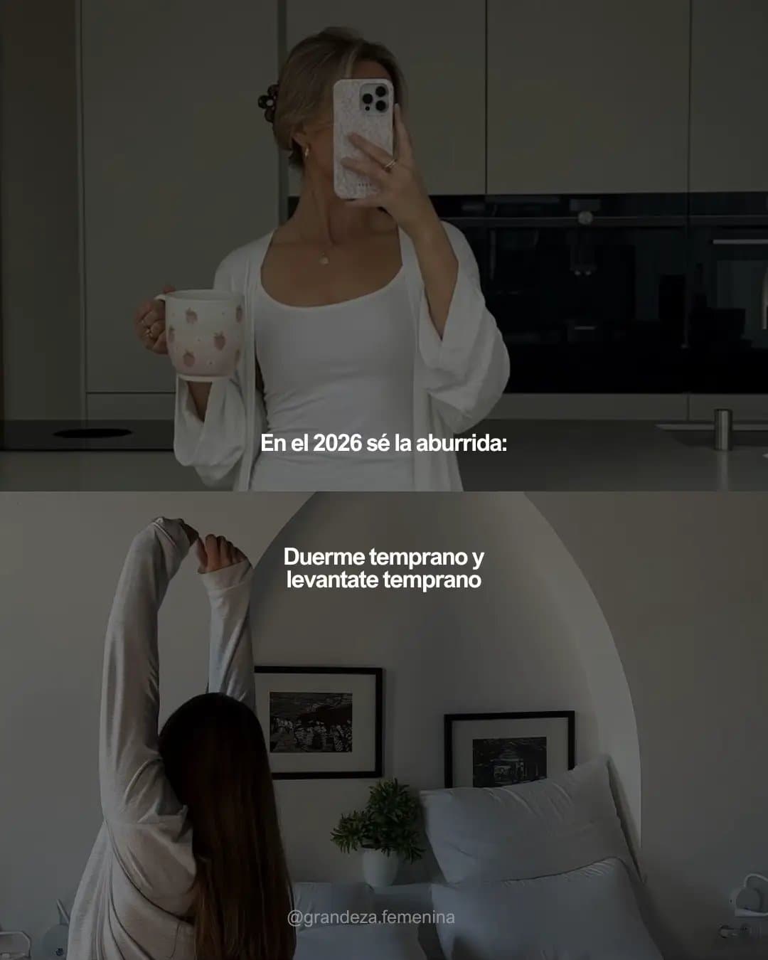 @grandeza.femenina

En el 2026 sé la aburrida:

Duerme temprano y
levantate temp…