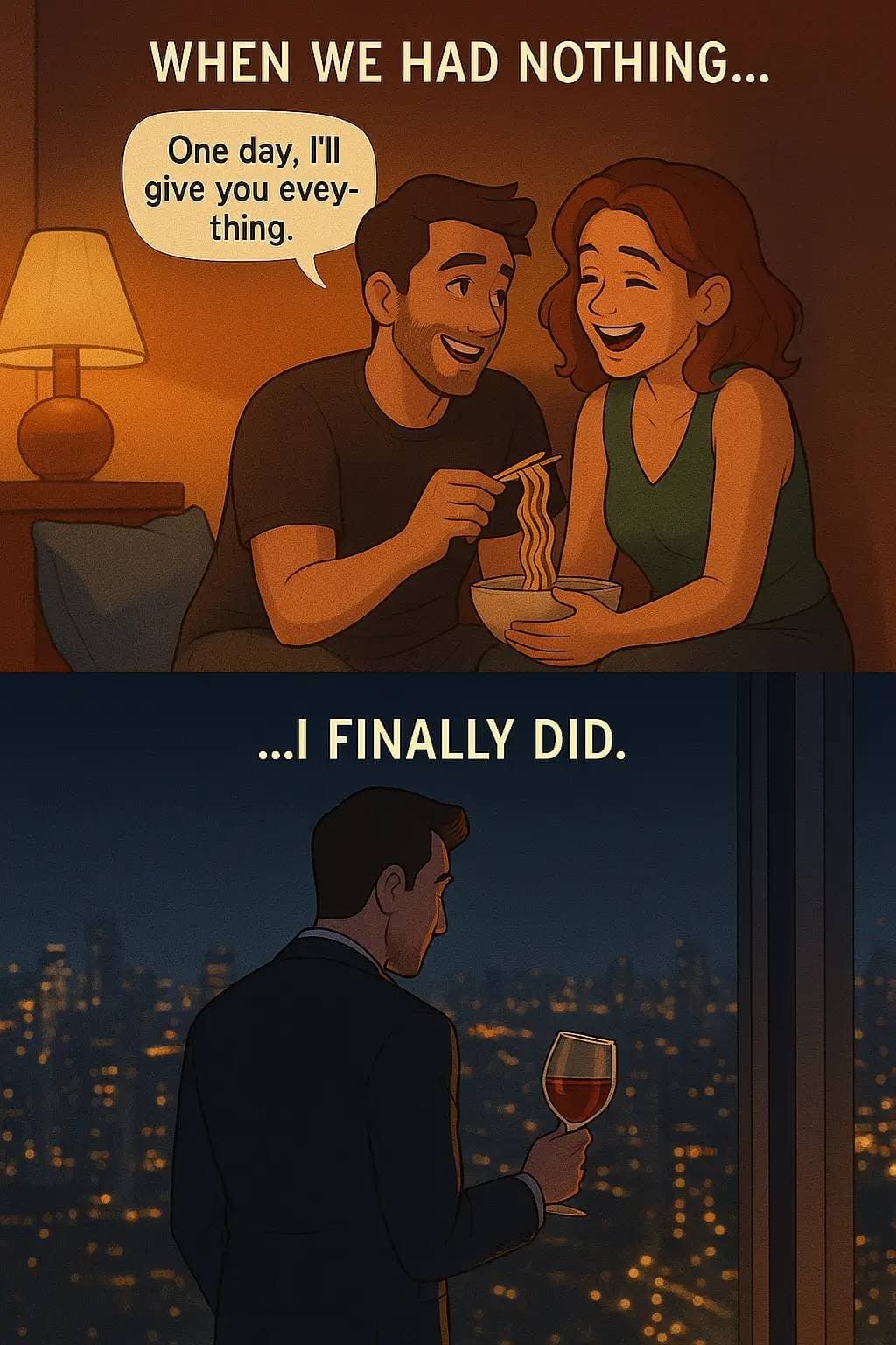 WHEN WE HAD NOTHING...
One day, I'll
give you every-
thing.
...I FINALLY DID.