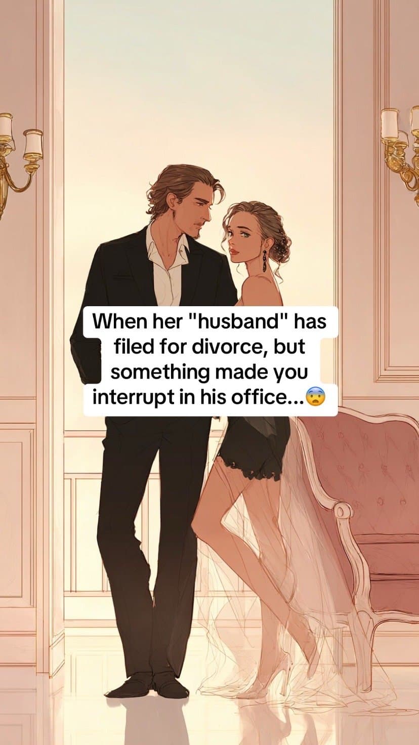 Slide 1: When her "husband" has filed for divorce, but something made you interrupt in his office...
