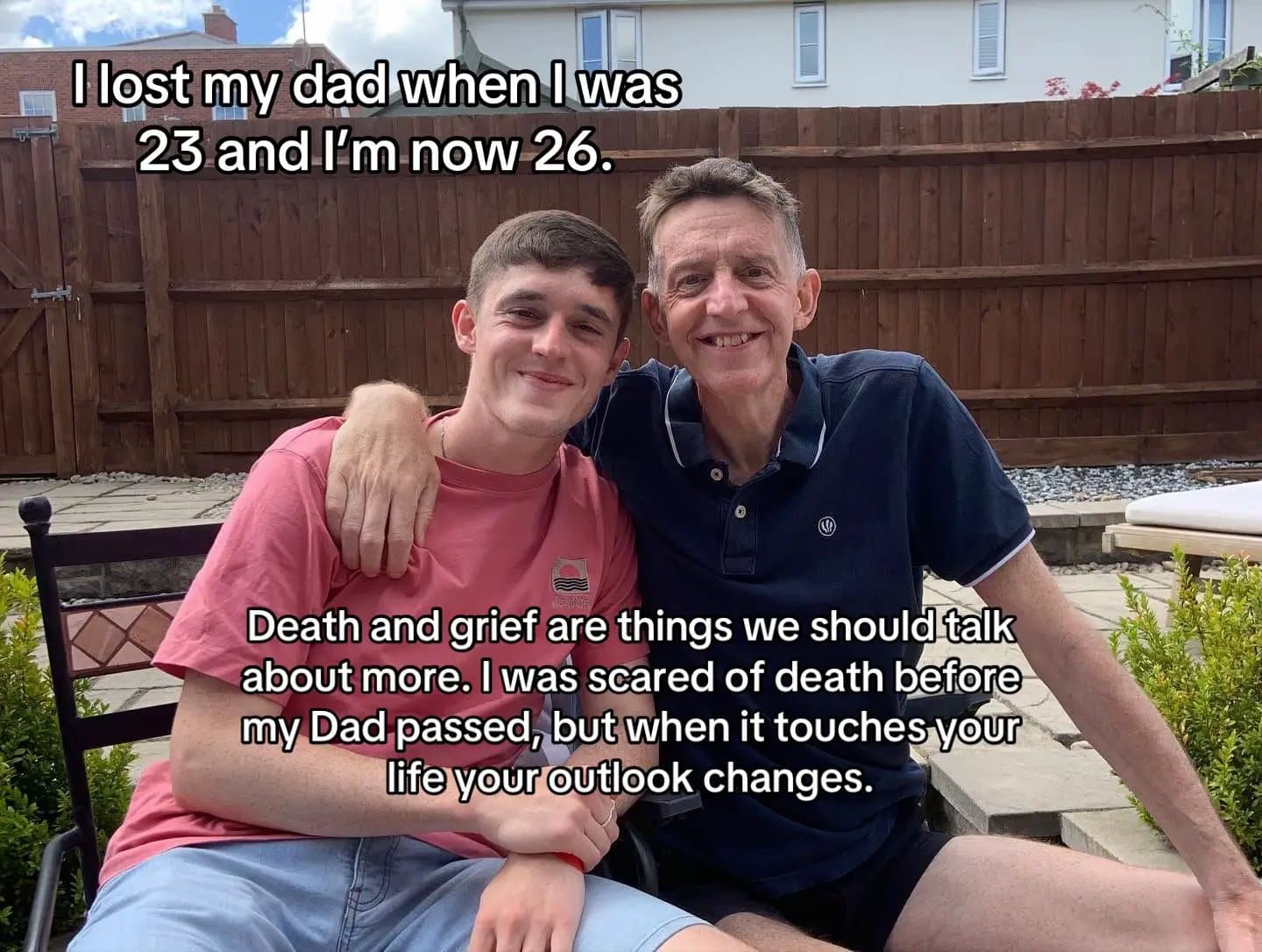 Slide 1: I lost my dad when I was
23 and I'm now 26.

Death and grief are things we should talk
about more. I was scared of death before
my Dad passed, but when it touches your
life your outlook changes.