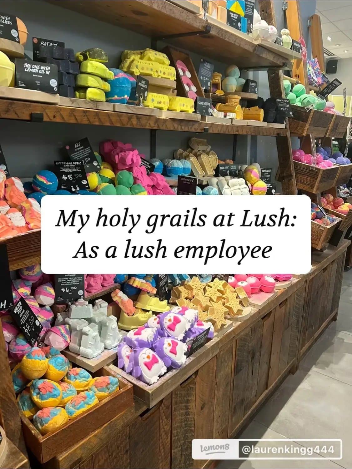 Slide 1: My holy grails at Lush:
As a lush employee