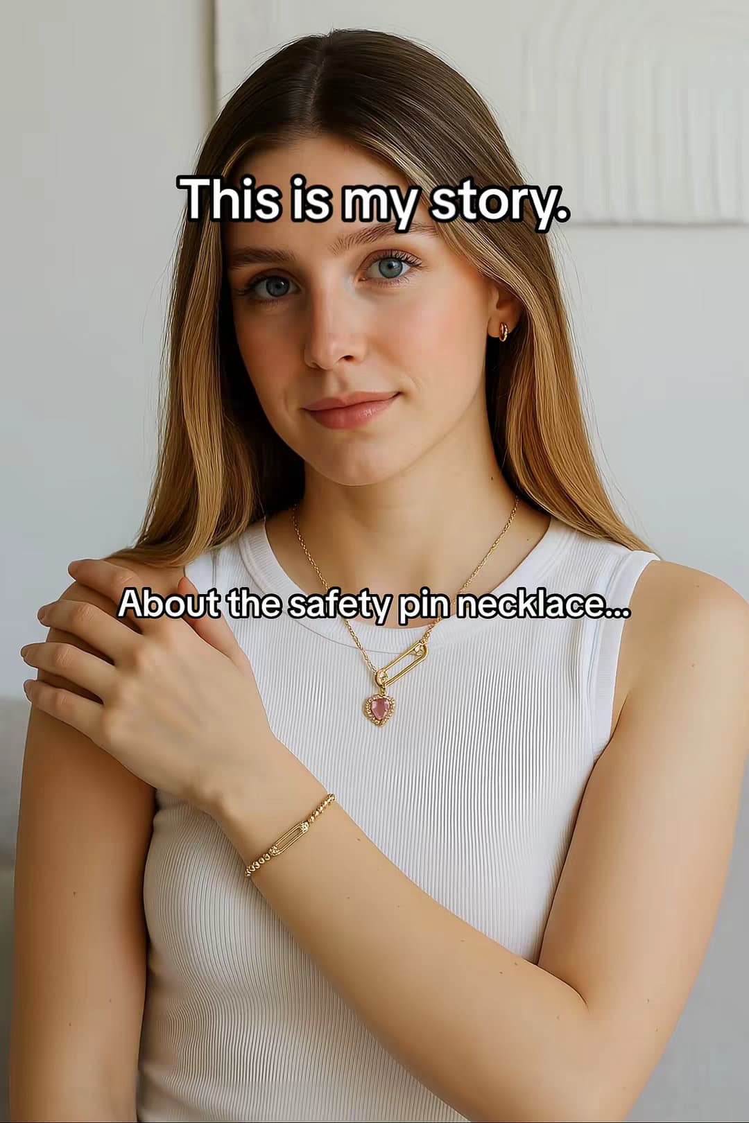 Slide 1: This is my story.
About the safety pin necklace...