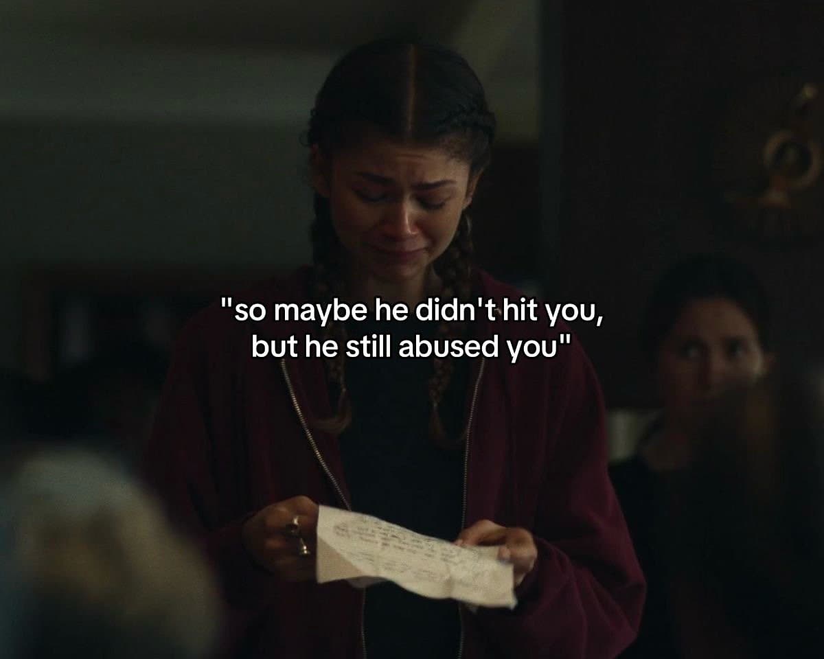 Slide 1: "so maybe he didn't hit you,
but he still abused you"