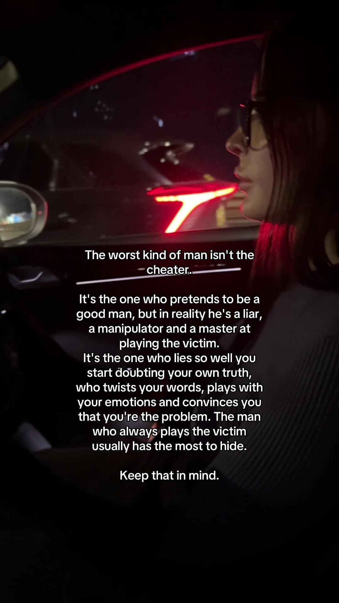 The worst kind of man isn't the
cheater.

It's the one who pretends to be a
good…