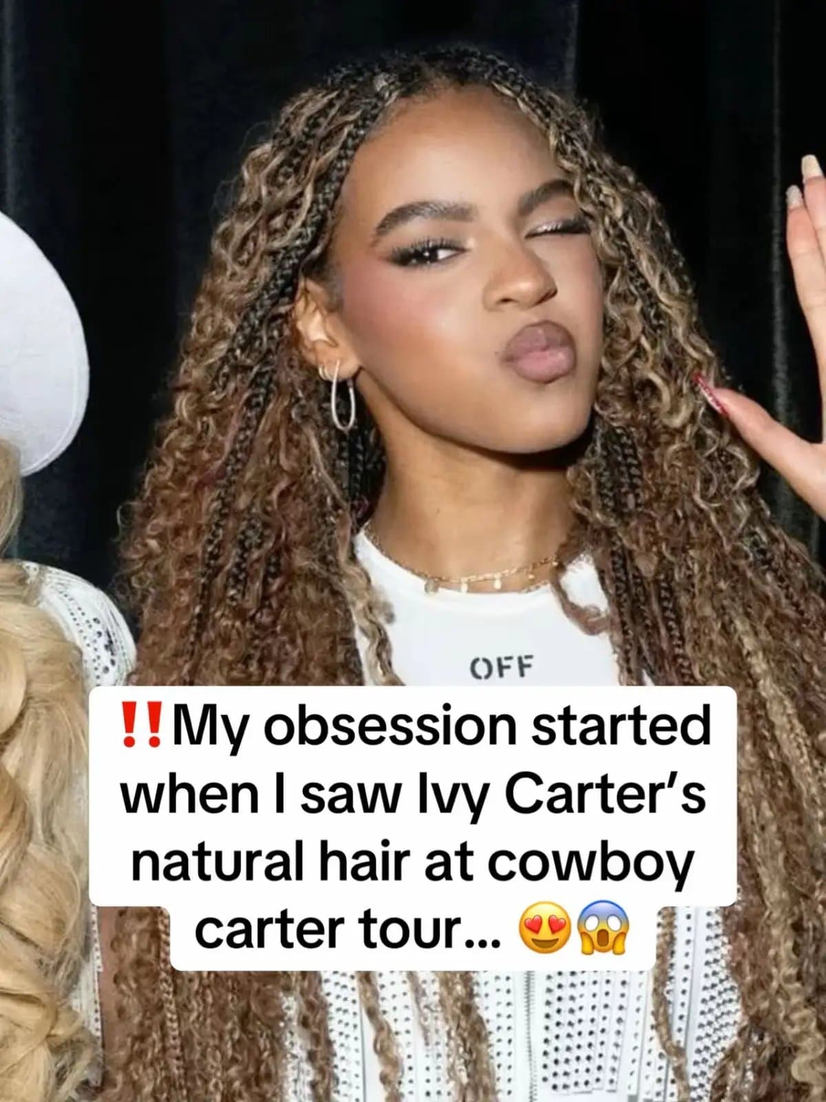 Slide 1: ‼️My obsession started
when I saw Ivy Carter's
natural hair at cowboy
carter tour...😍😱