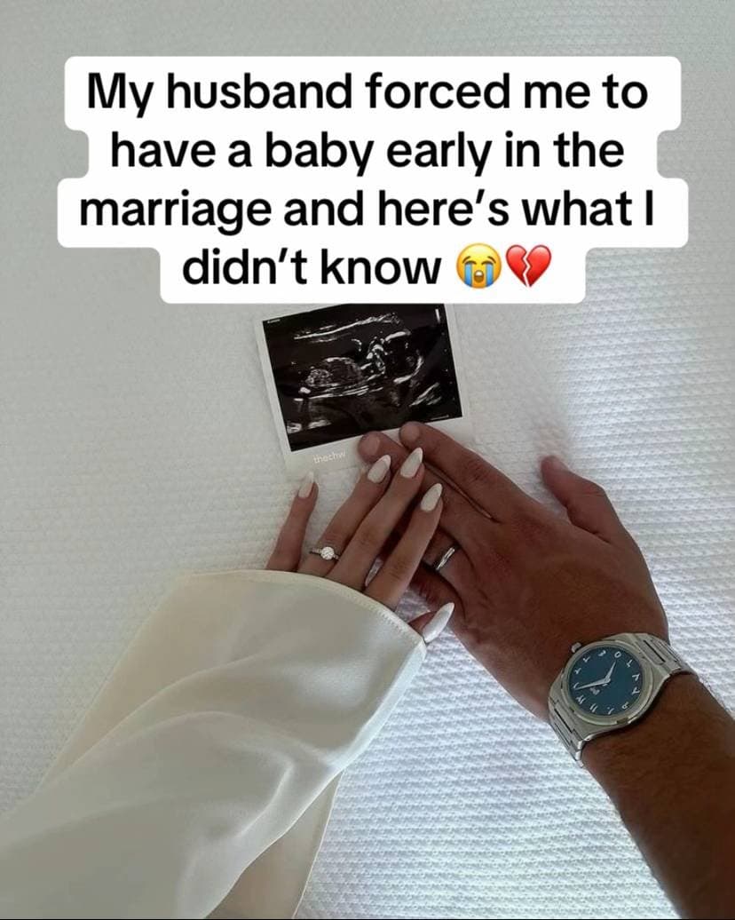 Slide 1: My husband forced me to
have a baby early in the
marriage and here's what I
didn't know 😭💔