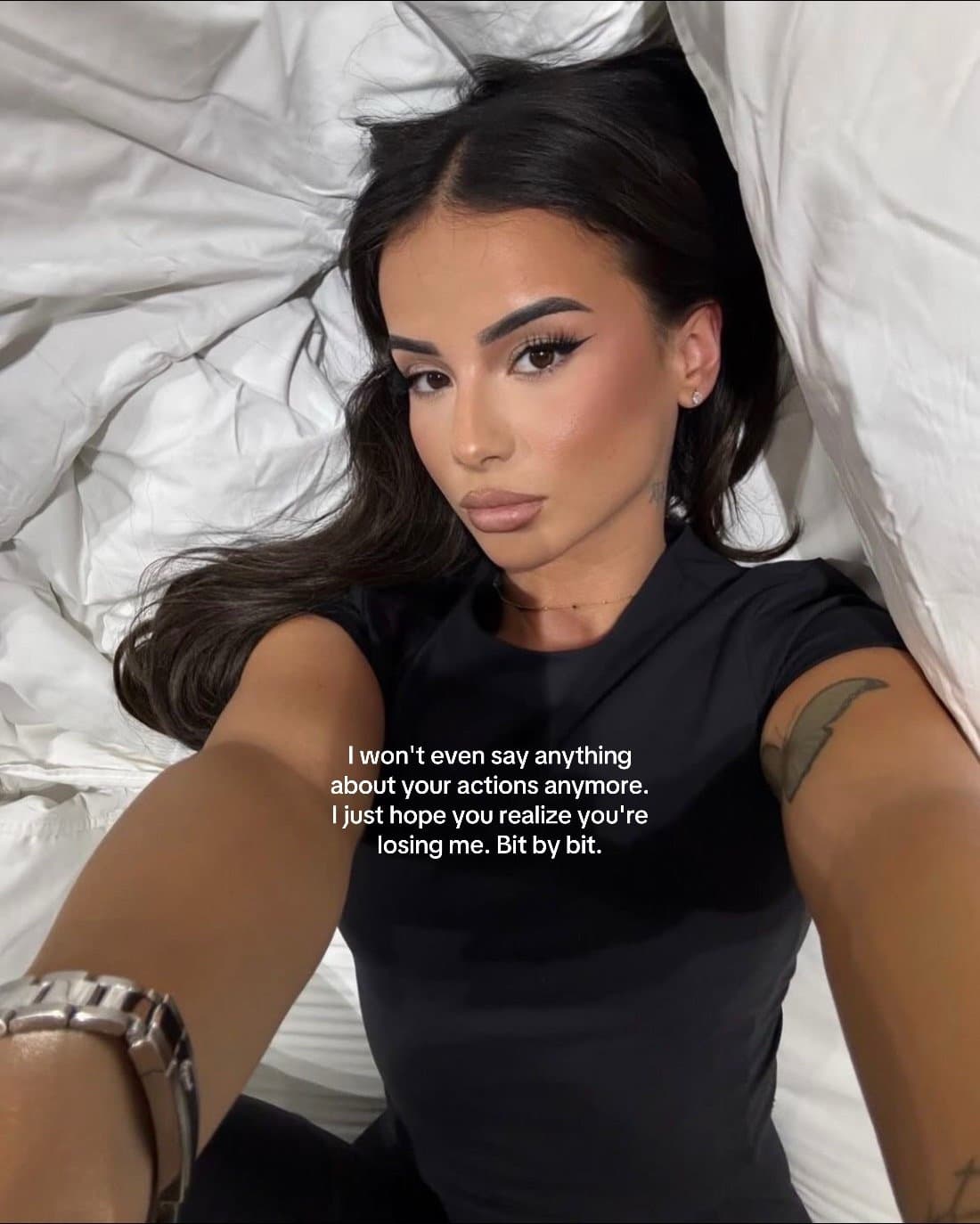 Slide 1: I won't even say anything
about your actions anymore.
I just hope you realize you're
losing me. Bit by bit.