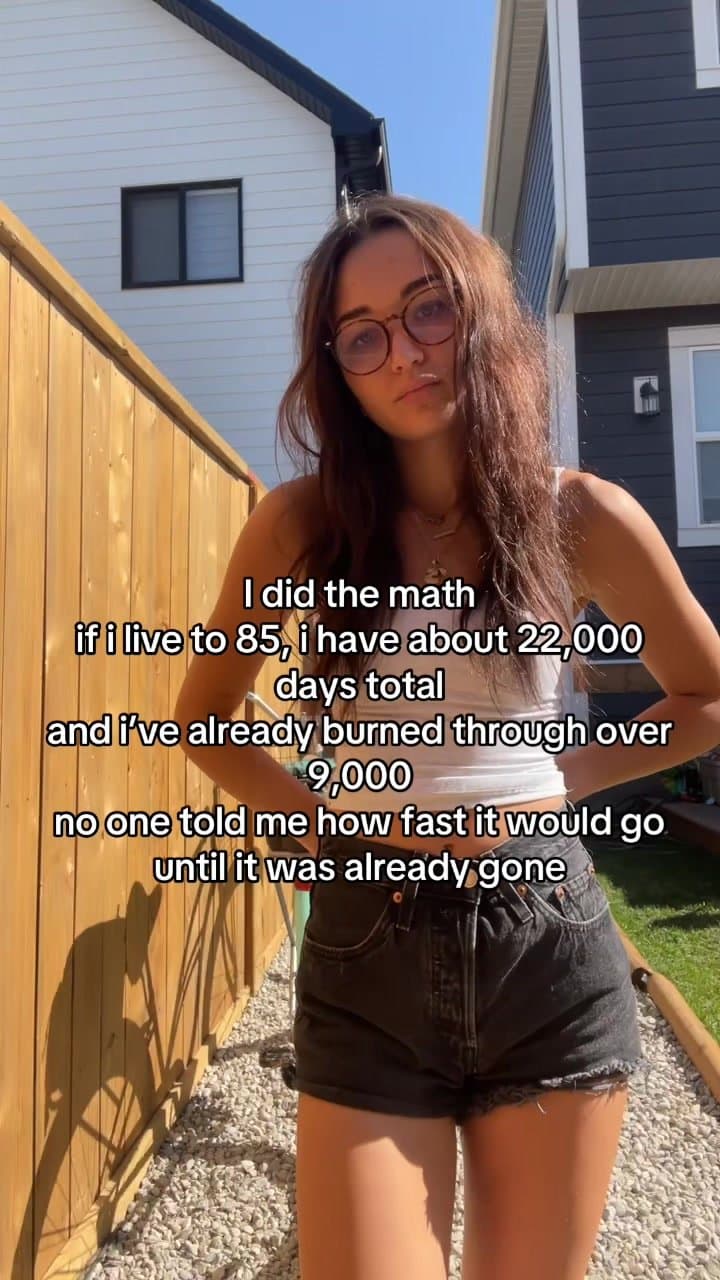 I did the math 
if i live to 85, i have about 22,000 days total 
and i've alre…