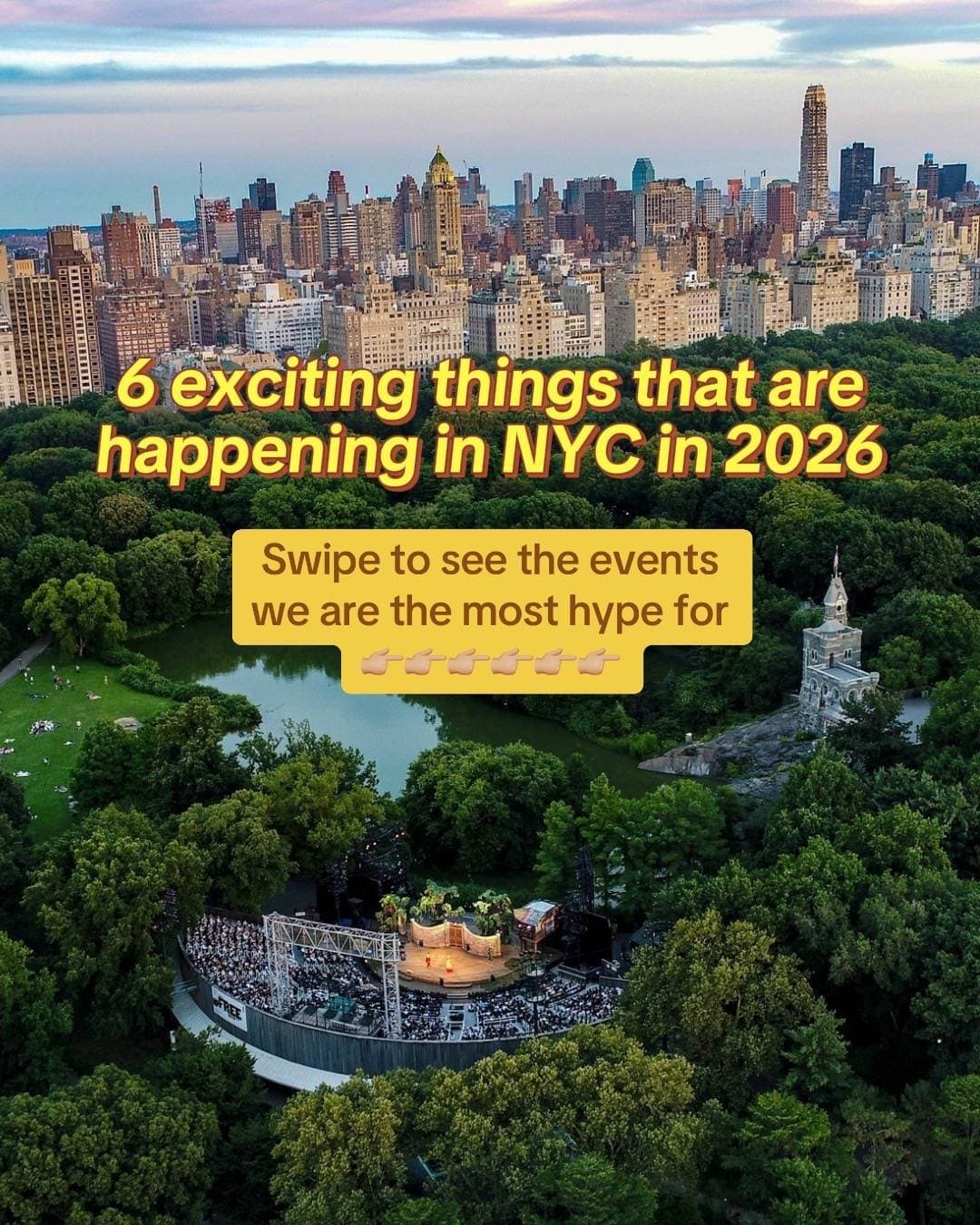 6 exciting things that are
happening in NYC in 2026
Swipe to see the events
…