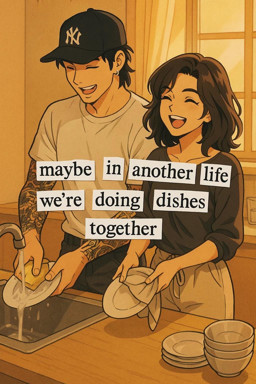 Slide 1: maybe in another life
we're doing dishes
together