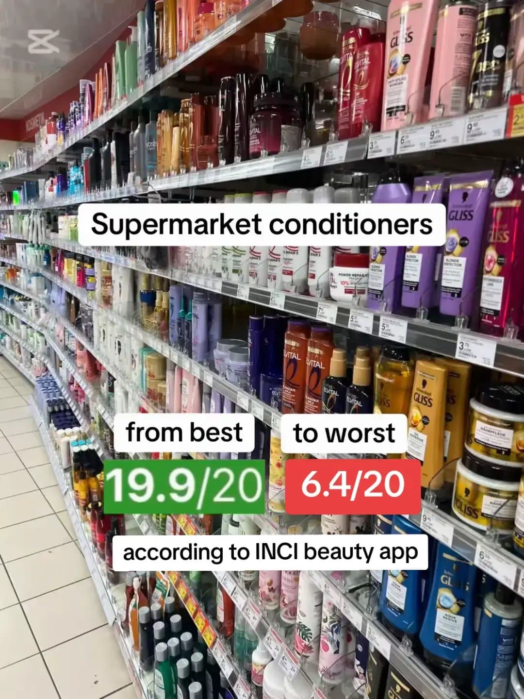 Slide 1: Supermarket conditioners
from best to worst
19.9/20 6.4/20
according to INCI beauty app