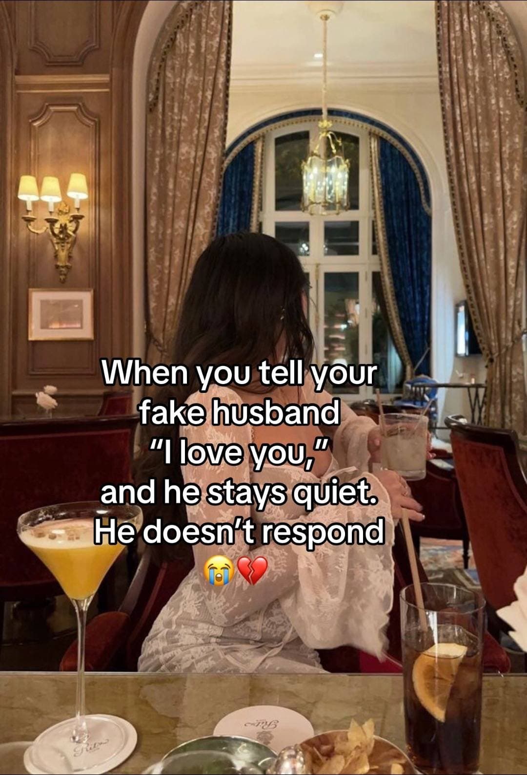Slide 1: When you tell your fake husband 'I love you,' and he stays quiet. He doesn't respond 😭💔