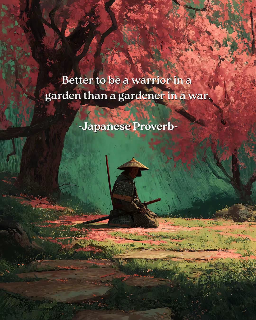 Better to be a warrior in a
garden than a gardener in a war.
-Japanese Proverb-