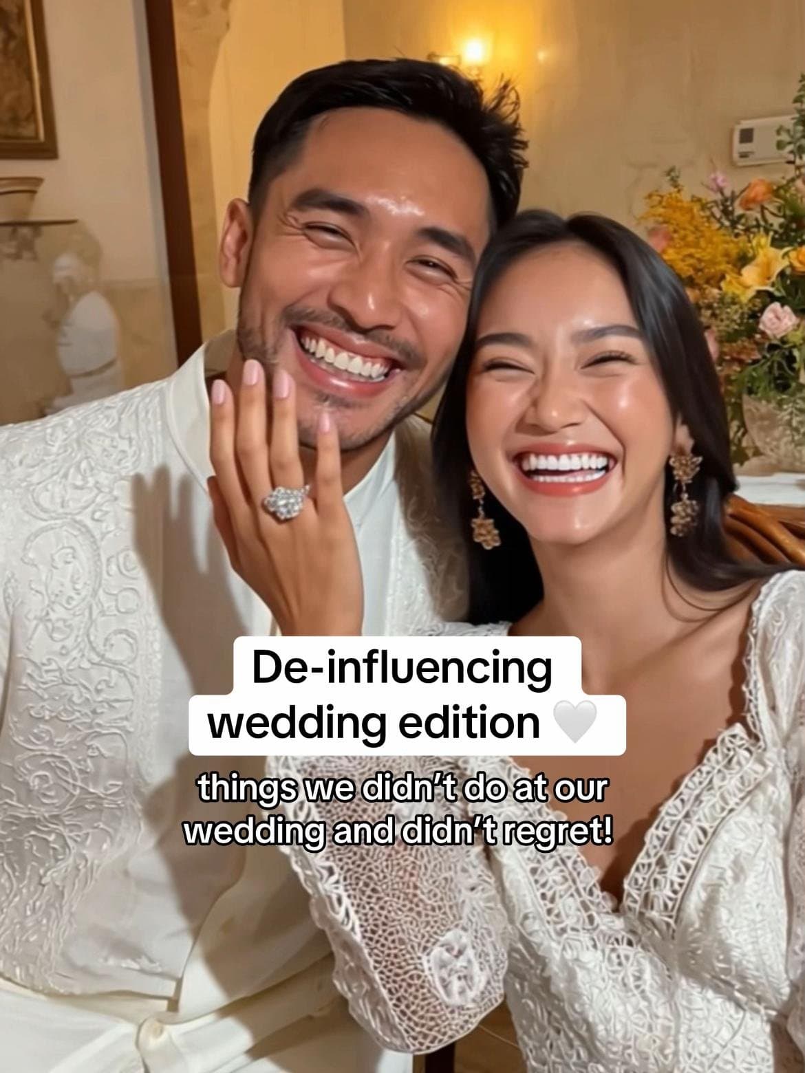 Slide 1: De-influencing
wedding edition 🤍
things we didn't do at our
wedding and didn't regret!