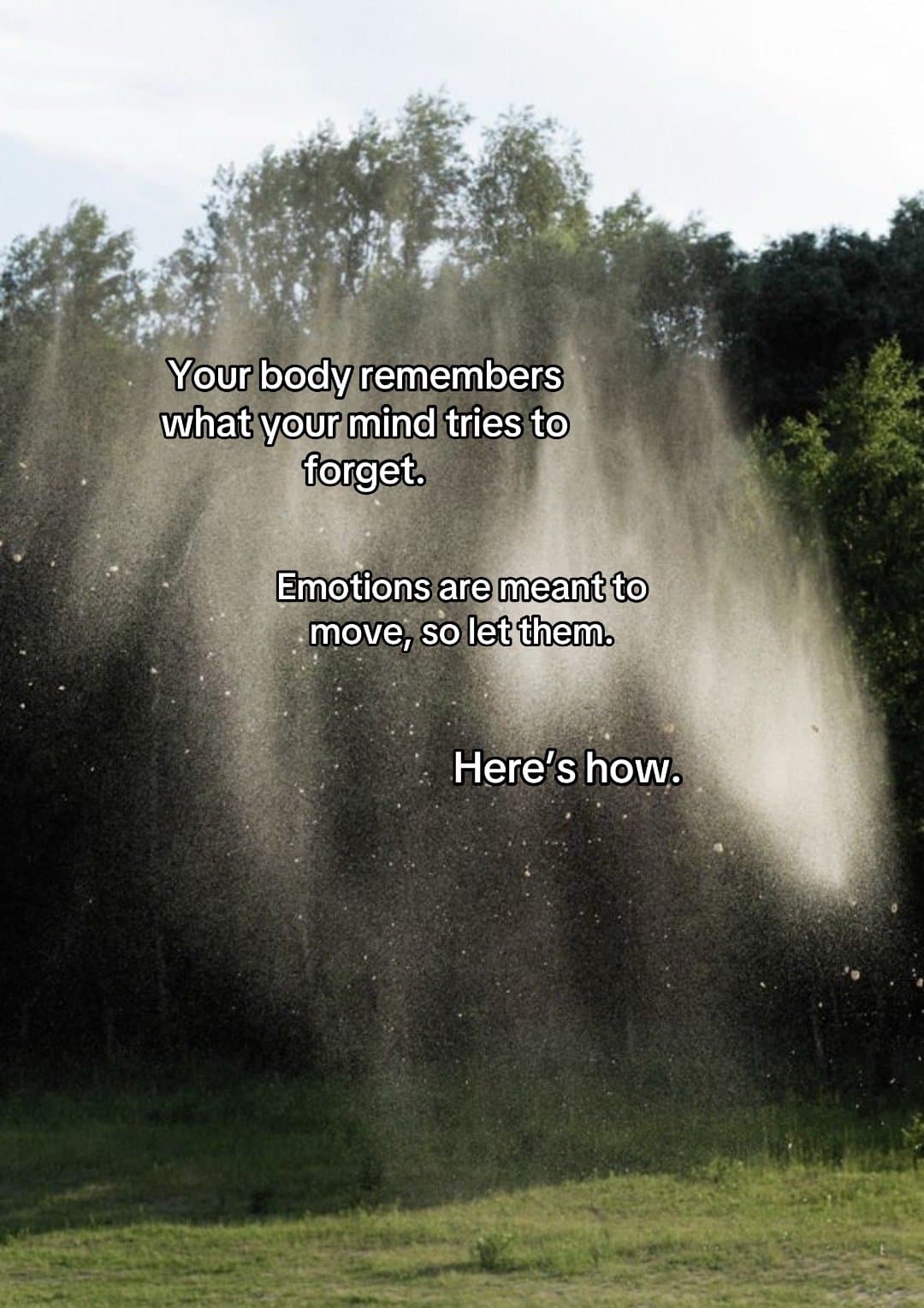 Slide 1: Your body remembers
what your mind tries to
forget.

Emotions are meant to
move, so let them.

Here's how.