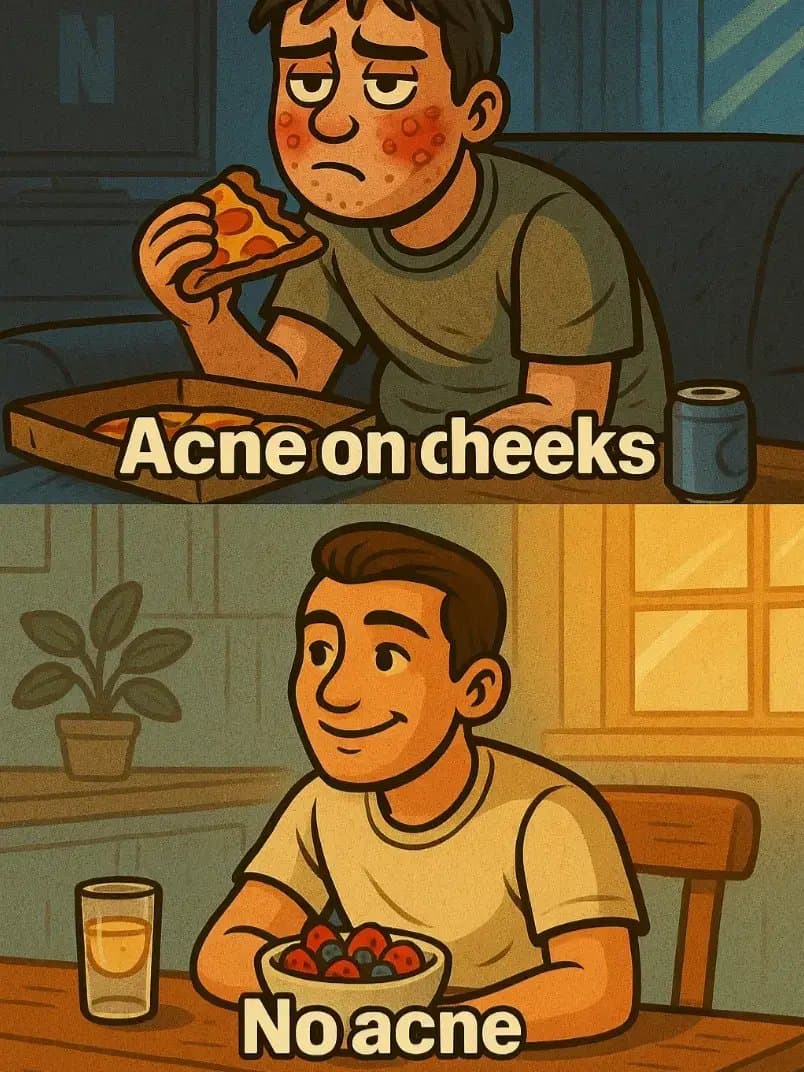 Slide 1: Acne on cheeks
No acne