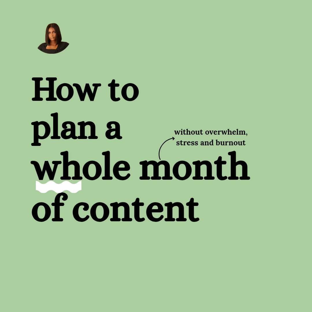 Slide 1: How to
plan a without overwhelm,
stress and burnout
whole month
of content