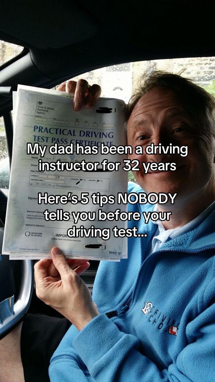 My dad has been a driving
instructor for 32 years
Here's 5 tips NOBODY
tells youβ¦