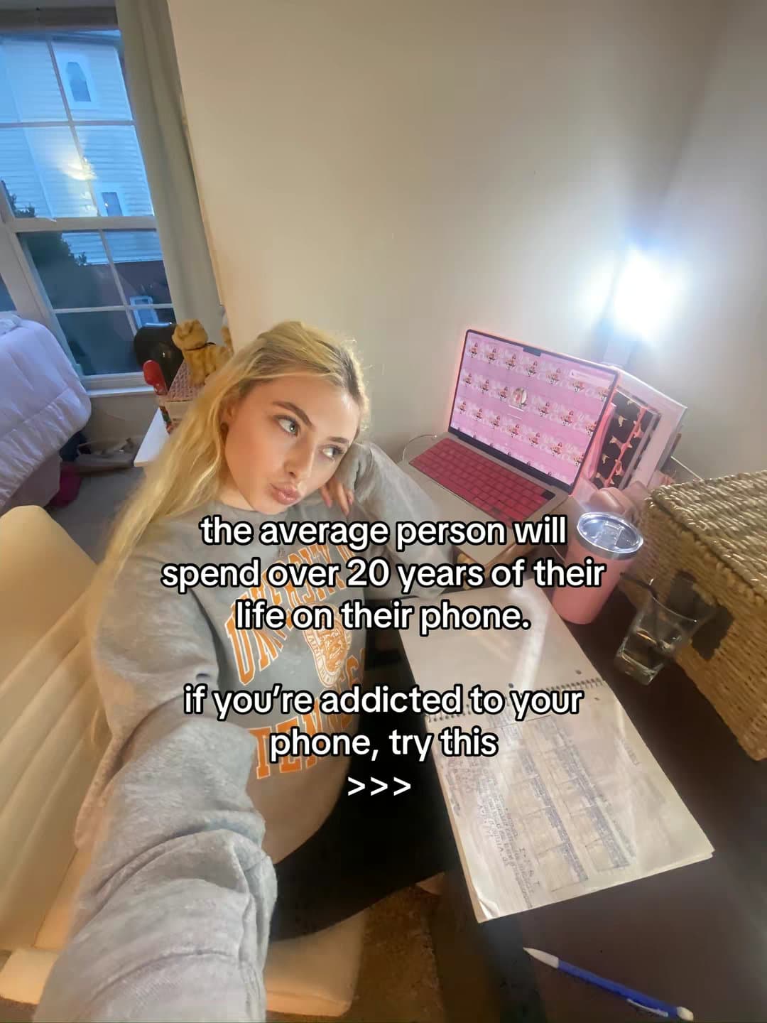 Slide 1: the average person will spend over 20 years of their life on their phone.
if you're addicted to your phone, try this>>>