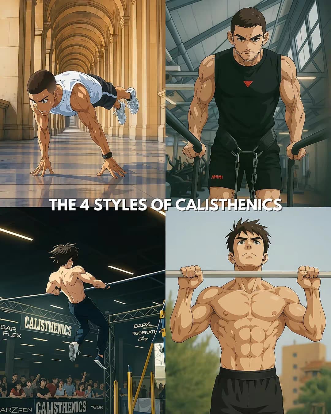 Slide 1: THE 4 STYLES OF CALISTHENICS