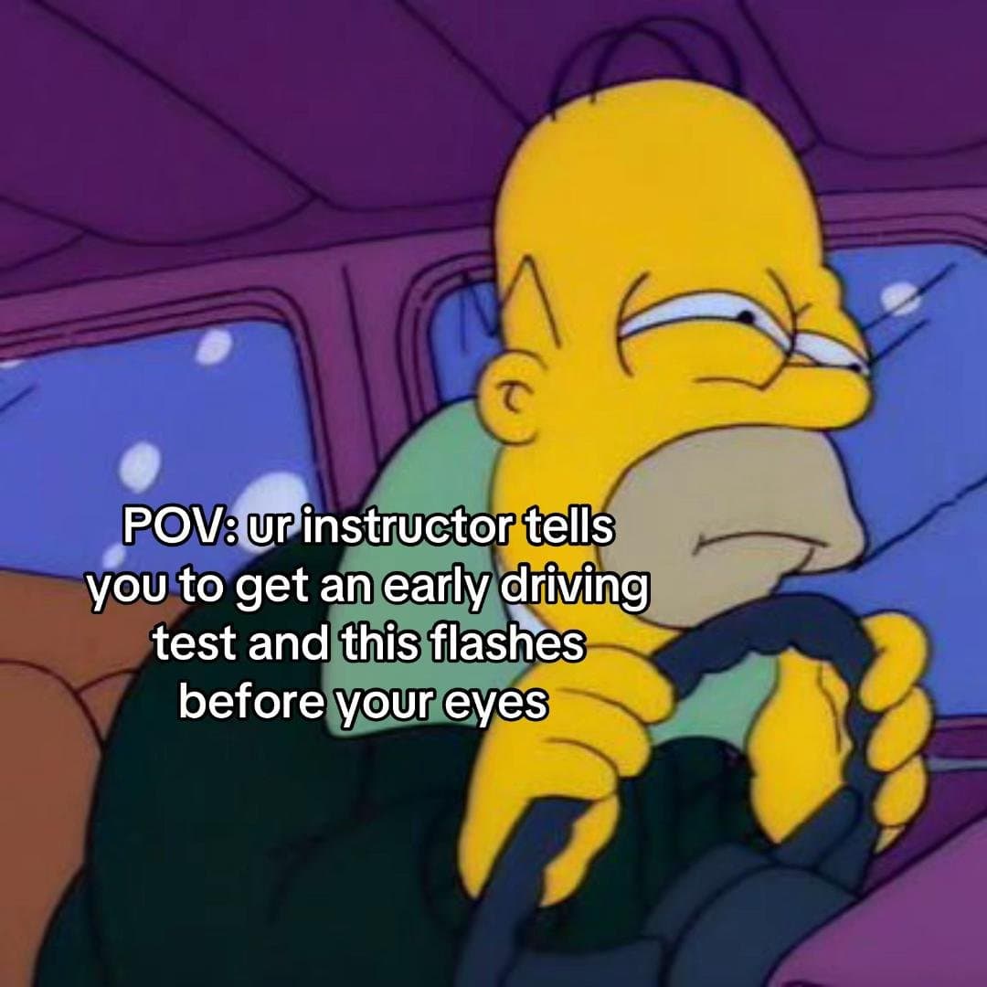 POV: ur instructor tells
you to get an early driving
test and this flashes
be…