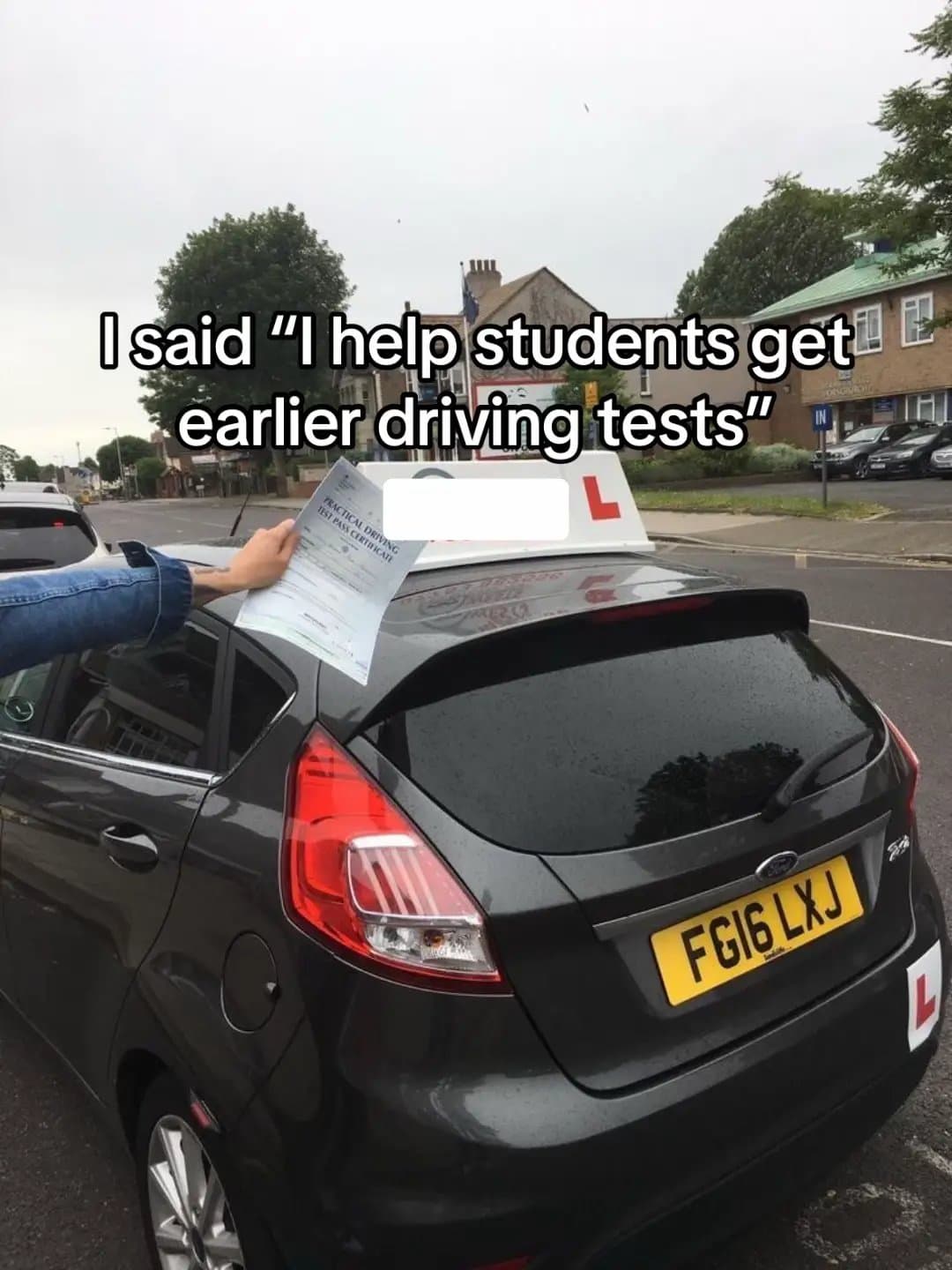 Slide 1: I said "I help students get
earlier driving tests"