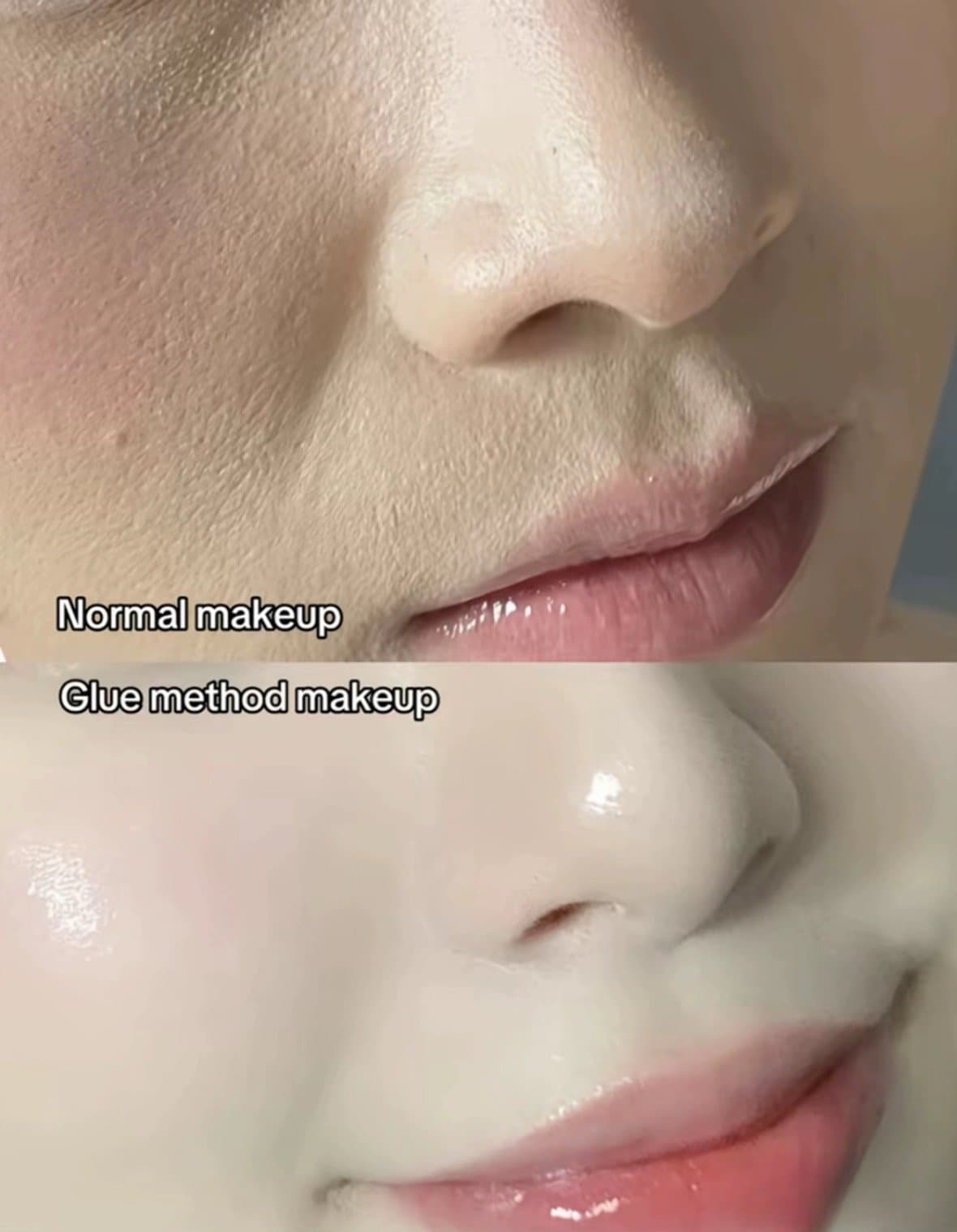 Normal makeup
Glue method makeup