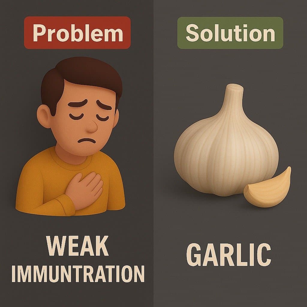 Slide 1: Problem
WEAK
IMMUNTRATION
Solution
GARLIC