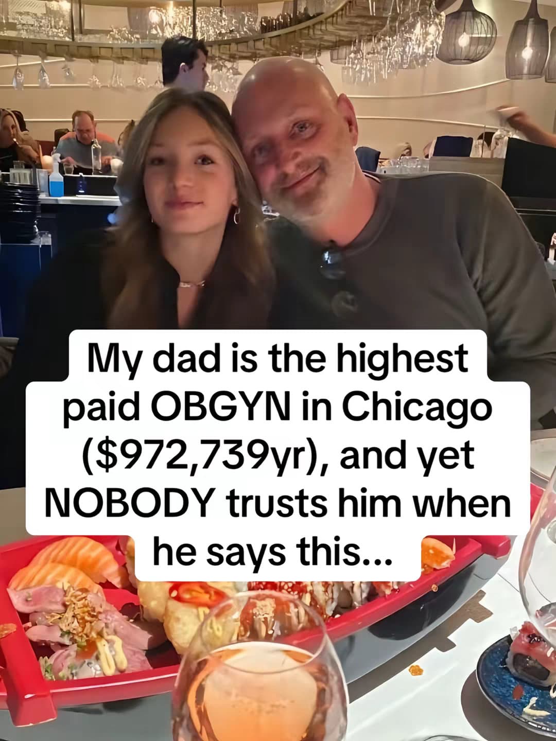 Slide 1: My dad is the highest
paid OBGYN in Chicago
($972,739yr), and yet
NOBODY trusts him when
he says this…