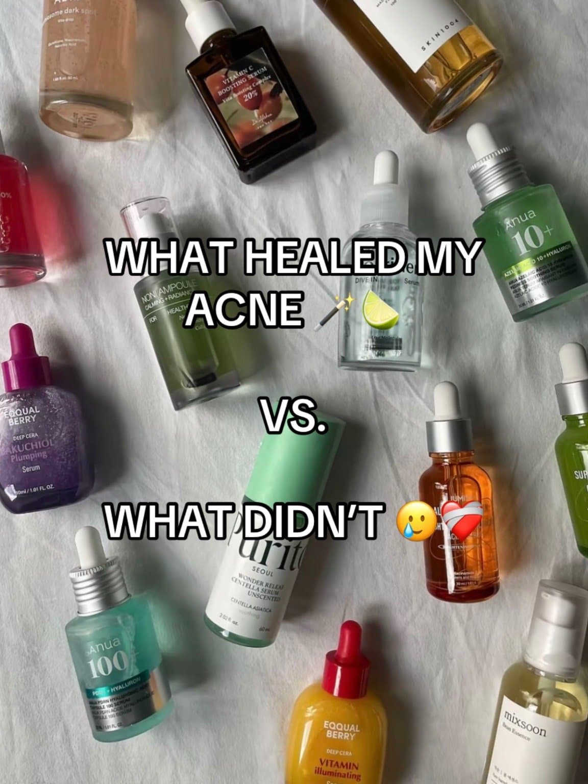 WHAT HEALED MY
ACNE 🪄
VS.
WHAT DIDN’T 😢❤️🩹